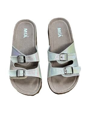 Mia Kids Deisy Slides Sandals Iridescent Size 2 NWOT